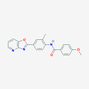 molecular formula C21H17N3O3 B244228 4-methoxy-N-[2-methyl-4-([1,3]oxazolo[4,5-b]pyridin-2-yl)phenyl]benzamide 