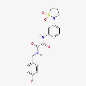 molecular formula C18H18FN3O4S B2442292 N1-(3-(1,1-dioxidoisothiazolidin-2-yl)phenyl)-N2-(4-fluorobenzyl)oxalamide CAS No. 1105206-55-0