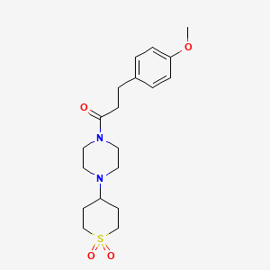 1-(4-(1,1-dioxidotetrahydro-2H-thiopyran-4-yl)piperazin-1-yl)-3-(4-methoxyphenyl)propan-1-one