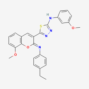 5-[(2Z)-2-[(4-ethylphenyl)imino]-8-methoxy-2H-chromen-3-yl]-N-(3-methoxyphenyl)-1,3,4-thiadiazol-2-amine