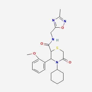 4-Cyclohexyl-3-(2-methoxyphenyl)-N-[(3-methyl-1,2,4-oxadiazol-5-yl)methyl]-5-oxothiomorpholine-2-carboxamide