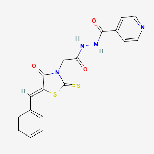 (Z)-N'-(2-(5-benzylidene-4-oxo-2-thioxothiazolidin-3-yl)acetyl)isonicotinohydrazide