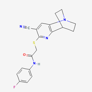 2-[(7-cyano-3,4-dihydro-2H-1,4-ethano-1,5-naphthyridin-6-yl)sulfanyl]-N-(4-fluorophenyl)acetamide