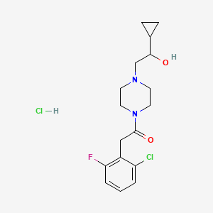 molecular formula C17H23Cl2FN2O2 B2442344 2-(2-Chloro-6-fluorophenyl)-1-(4-(2-cyclopropyl-2-hydroxyethyl)piperazin-1-yl)ethanone hydrochloride CAS No. 1396800-41-1