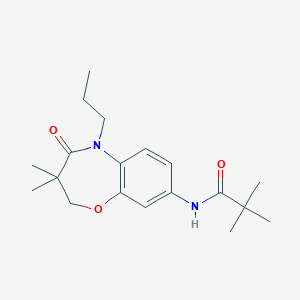 molecular formula C19H28N2O3 B2442347 N-(3,3-dimethyl-4-oxo-5-propyl-2,3,4,5-tetrahydrobenzo[b][1,4]oxazepin-8-yl)pivalamide CAS No. 921795-00-8