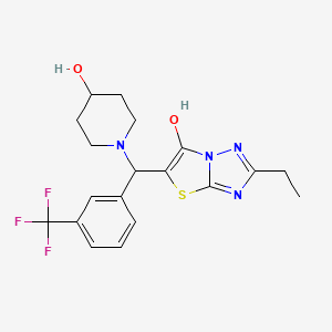 2-Ethyl-5-((4-hydroxypiperidin-1-yl)(3-(trifluoromethyl)phenyl)methyl)thiazolo[3,2-b][1,2,4]triazol-6-ol