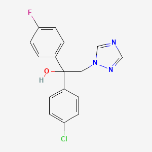 molecular formula C16H13ClFN3O B2442350 1-(4-chlorophenyl)-1-(4-fluorophenyl)-2-(1H-1,2,4-triazol-1-yl)-1-ethanol CAS No. 76674-12-9