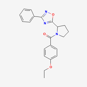 molecular formula C21H21N3O3 B2442359 5-[1-(4-Ethoxybenzoyl)pyrrolidin-2-yl]-3-phenyl-1,2,4-oxadiazole CAS No. 1795181-37-1