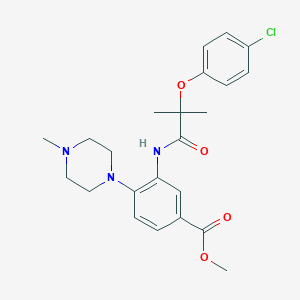 molecular formula C23H28ClN3O4 B244236 Methyl 3-[[2-(4-chlorophenoxy)-2-methylpropanoyl]amino]-4-(4-methylpiperazin-1-yl)benzoate 