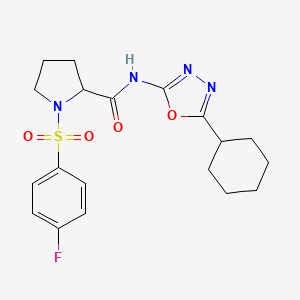 N-(5-cyclohexyl-1,3,4-oxadiazol-2-yl)-1-((4-fluorophenyl)sulfonyl)pyrrolidine-2-carboxamide