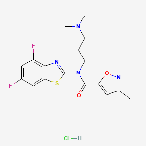 molecular formula C17H19ClF2N4O2S B2442362 N-(4,6-difluorobenzo[d]thiazol-2-yl)-N-(3-(dimethylamino)propyl)-3-methylisoxazole-5-carboxamide hydrochloride CAS No. 1185128-62-4