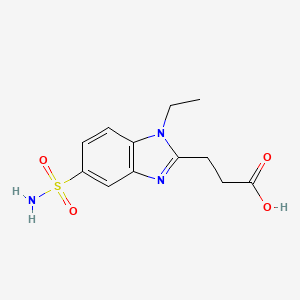 molecular formula C12H15N3O4S B2442364 3-[5-(aminosulfonyl)-1-ethyl-1H-benzimidazol-2-yl]propanoic acid CAS No. 847782-00-7