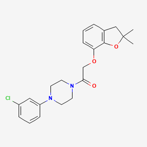 molecular formula C22H25ClN2O3 B2442371 1-(4-(3-Chlorophenyl)piperazin-1-yl)-2-((2,2-dimethyl-2,3-dihydrobenzofuran-7-yl)oxy)ethanone CAS No. 941947-73-5