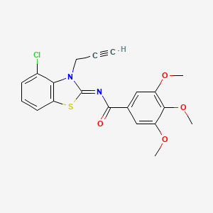 molecular formula C20H17ClN2O4S B2442372 N-[(2Z)-4-chloro-3-(prop-2-yn-1-yl)-2,3-dihydro-1,3-benzothiazol-2-ylidene]-3,4,5-trimethoxybenzamide CAS No. 868377-26-8