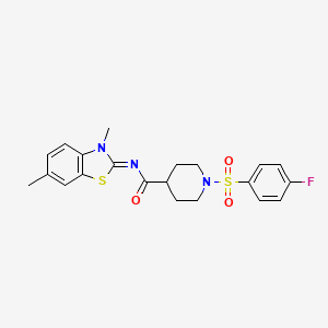 (E)-N-(3,6-dimethylbenzo[d]thiazol-2(3H)-ylidene)-1-((4-fluorophenyl)sulfonyl)piperidine-4-carboxamide