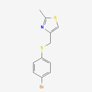 molecular formula C11H10BrNS2 B2442374 4-{[(4-Bromophenyl)sulfanyl]methyl}-2-methyl-1,3-thiazole CAS No. 338414-94-1