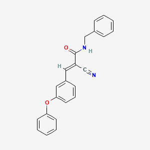 molecular formula C23H18N2O2 B2442398 N-benzyl-2-cyano-3-(3-phenoxyphenyl)prop-2-enamide CAS No. 358314-69-9