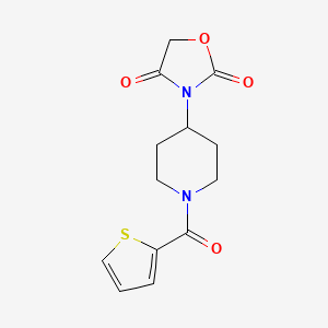 molecular formula C13H14N2O4S B2442407 3-(1-(Thiophene-2-carbonyl)piperidin-4-yl)oxazolidine-2,4-dione CAS No. 2034524-24-6