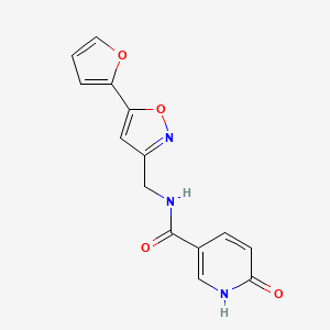 molecular formula C14H11N3O4 B2442409 N-((5-(furan-2-yl)isoxazol-3-yl)methyl)-6-oxo-1,6-dihydropyridine-3-carboxamide CAS No. 1207060-18-1