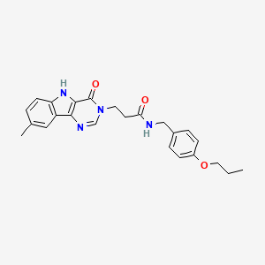molecular formula C24H26N4O3 B2442413 3-(8-methyl-4-oxo-4,5-dihydro-3H-pyrimido[5,4-b]indol-3-yl)-N-(4-propoxybenzyl)propanamide CAS No. 1189451-03-3