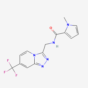 molecular formula C14H12F3N5O B2442415 1-methyl-N-((7-(trifluoromethyl)-[1,2,4]triazolo[4,3-a]pyridin-3-yl)methyl)-1H-pyrrole-2-carboxamide CAS No. 2034277-51-3