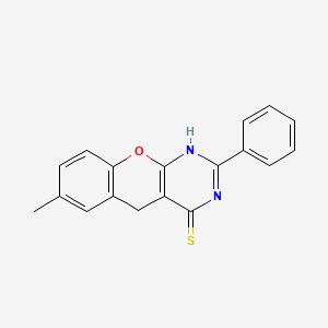molecular formula C18H14N2OS B2442425 7-methyl-2-phenyl-3H-chromeno[2,3-d]pyrimidine-4(5H)-thione CAS No. 866727-01-7