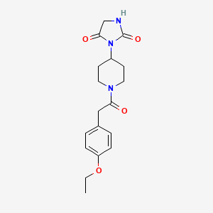 molecular formula C18H23N3O4 B2442427 3-(1-(2-(4-Ethoxyphenyl)acetyl)piperidin-4-yl)imidazolidine-2,4-dione CAS No. 2320525-04-8