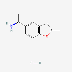molecular formula C11H16ClNO B2442428 (1S)-1-(2-Methyl-2,3-dihydro-1-benzofuran-5-yl)ethanamine;hydrochloride CAS No. 2137420-26-7