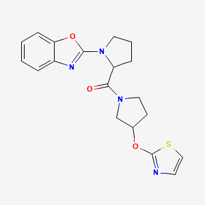 molecular formula C19H20N4O3S B2442430 (1-(苯并[d]噁唑-2-基)吡咯啉-2-基)(3-(噻嗪-2-氧基)吡咯啉-1-基)甲酮 CAS No. 2197241-76-0