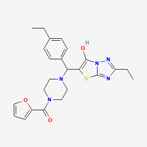 molecular formula C24H27N5O3S B2442431 (4-((2-Ethyl-6-hydroxythiazolo[3,2-b][1,2,4]triazol-5-yl)(4-ethylphenyl)methyl)piperazin-1-yl)(furan-2-yl)methanone CAS No. 898349-72-9