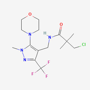 molecular formula C15H22ClF3N4O2 B2442433 3-氯-2,2-二甲基-N-{[1-甲基-5-吗啉基-3-(三氟甲基)-1H-吡唑-4-基]甲基}丙酰胺 CAS No. 956739-21-2