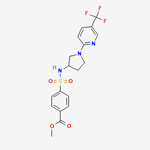 molecular formula C18H18F3N3O4S B2442435 methyl 4-(N-(1-(5-(trifluoromethyl)pyridin-2-yl)pyrrolidin-3-yl)sulfamoyl)benzoate CAS No. 2309557-69-3
