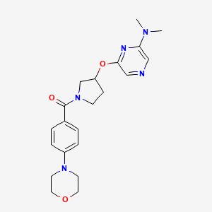 molecular formula C21H27N5O3 B2442443 (3-((6-(Dimethylamino)pyrazin-2-yl)oxy)pyrrolidin-1-yl)(4-morpholinophenyl)methanone CAS No. 2034278-95-8