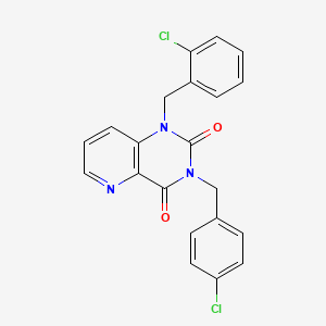 molecular formula C21H15Cl2N3O2 B2442444 1-(2-chlorobenzyl)-3-(4-chlorobenzyl)pyrido[3,2-d]pyrimidine-2,4(1H,3H)-dione CAS No. 923258-78-0
