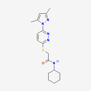 molecular formula C17H23N5OS B2442445 N-cyclohexyl-2-((6-(3,5-dimethyl-1H-pyrazol-1-yl)pyridazin-3-yl)thio)acetamide CAS No. 1334373-20-4