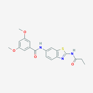 molecular formula C19H19N3O4S B244246 3,5-dimethoxy-N-[2-(propanoylamino)-1,3-benzothiazol-6-yl]benzamide 