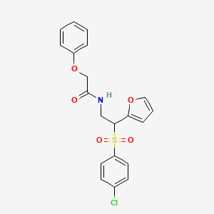 molecular formula C20H18ClNO5S B2442488 N-(2-((4-chlorophenyl)sulfonyl)-2-(furan-2-yl)ethyl)-2-phenoxyacetamide CAS No. 896329-73-0