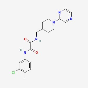 molecular formula C19H22ClN5O2 B2442500 N1-(3-chloro-4-methylphenyl)-N2-((1-(pyrazin-2-yl)piperidin-4-yl)methyl)oxalamide CAS No. 1396713-54-4