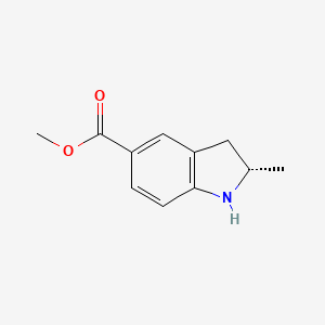 molecular formula C11H13NO2 B2442504 Methyl (2S)-2-methyl-2,3-dihydro-1H-indole-5-carboxylate CAS No. 1388105-68-7