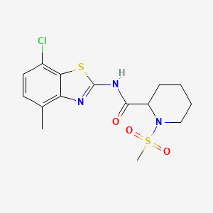 molecular formula C15H18ClN3O3S2 B2442505 N-(7-chloro-4-methylbenzo[d]thiazol-2-yl)-1-(methylsulfonyl)piperidine-2-carboxamide CAS No. 1214694-93-5