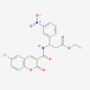 molecular formula C21H17ClN2O7 B2442560 ethyl 3-[(6-chloro-2-oxo-2H-chromen-3-yl)formamido]-3-(3-nitrophenyl)propanoate CAS No. 695217-38-0