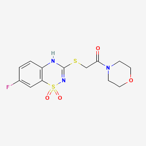 B2442586 2-((7-fluoro-1,1-dioxido-4H-benzo[e][1,2,4]thiadiazin-3-yl)thio)-1-morpholinoethanone CAS No. 886952-68-7