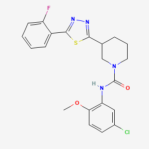 molecular formula C21H20ClFN4O2S B2442617 N-(5-chloro-2-methoxyphenyl)-3-[5-(2-fluorophenyl)-1,3,4-thiadiazol-2-yl]piperidine-1-carboxamide CAS No. 1172054-24-8