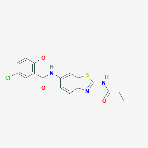 molecular formula C19H18ClN3O3S B244262 N-[2-(butanoylamino)-1,3-benzothiazol-6-yl]-5-chloro-2-methoxybenzamide 
