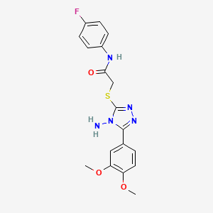 B2442681 2-((4-amino-5-(3,4-dimethoxyphenyl)-4H-1,2,4-triazol-3-yl)thio)-N-(4-fluorophenyl)acetamide CAS No. 843626-17-5