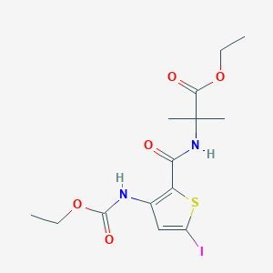 molecular formula C14H19IN2O5S B2442742 ethyl 2-({3-[(ethoxycarbonyl)amino]-5-iodothiophen-2-yl}formamido)-2-methylpropanoate CAS No. 2241138-78-1