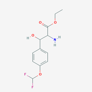 molecular formula C12H15F2NO4 B2442780 Ethyl 2-amino-3-[4-(difluoromethoxy)phenyl]-3-hydroxypropanoate CAS No. 1461704-59-5
