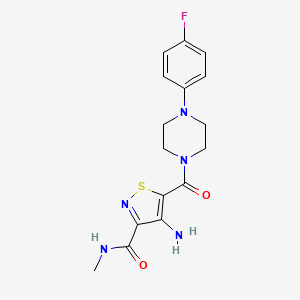 molecular formula C16H18FN5O2S B2442795 4-amino-5-[4-(4-fluorophenyl)piperazine-1-carbonyl]-N-methyl-1,2-thiazole-3-carboxamide CAS No. 1286699-68-0