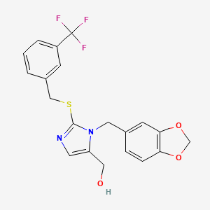 molecular formula C20H17F3N2O3S B2442813 (1-(benzo[d][1,3]dioxol-5-ylmethyl)-2-((3-(trifluoromethyl)benzyl)thio)-1H-imidazol-5-yl)methanol CAS No. 921789-63-1