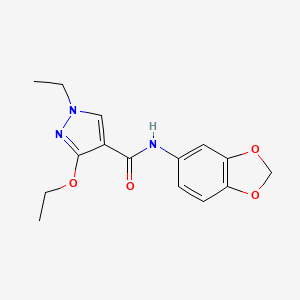 molecular formula C15H17N3O4 B2442814 N-(benzo[d][1,3]dioxol-5-yl)-3-ethoxy-1-ethyl-1H-pyrazole-4-carboxamide CAS No. 1014067-88-9